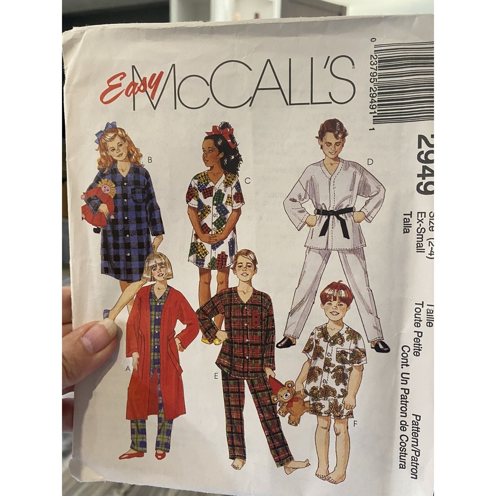 Vintage McCalls 2949 Kids Pajama Robe Sewing Pattern Size 2-4 Cut Complete